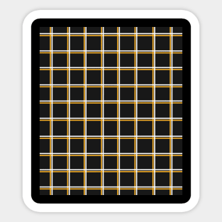 Black with Mustard Yellow Square Grid Sticker